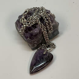 Designer Brighton Silver-Tone Amethyst Stone Heart Shape Pendant Necklace