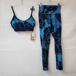 Adidas Women's Craft Blue Set Gym Training Entrenamiento Bra/Tights Size S