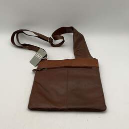 NWT Genuine Leather Womens Brown Leather Adjustable Strap Crossbody Bag Purse alternative image