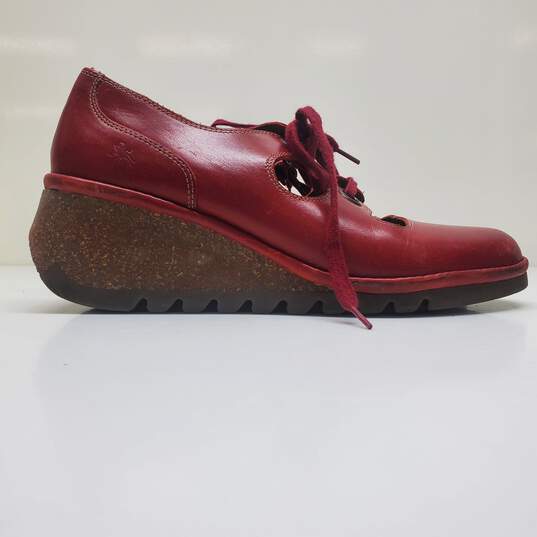 Fly London Red Leather Lace Up Wedges IOB Size 42 EU US 11 image number 1