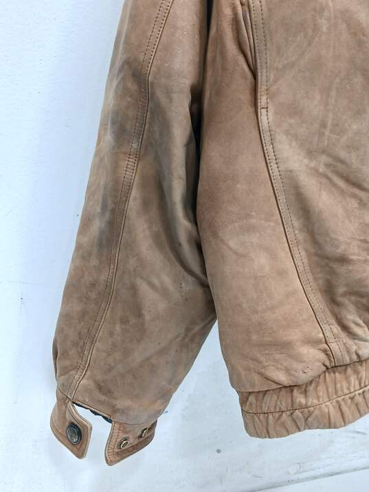 Vintage London Fog Men's Tan Leather Jacket Thermolite Size XL Reg image number 3