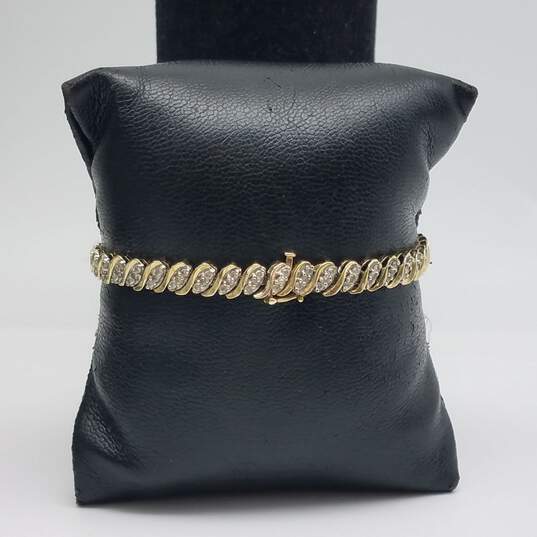 WM 10k Gold Melee Diamond 7" Tennis Bracelet 9.3g image number 3