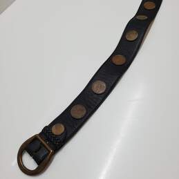Leather And Brass Belt With International Coins Black / White alternative image