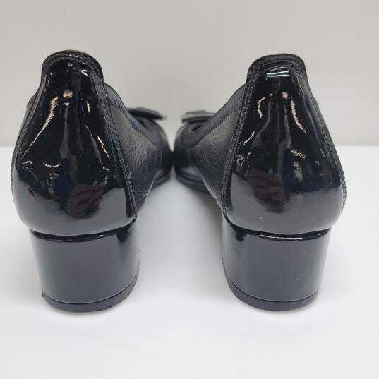 Hispanitas Point Toe Low Block Heels Black Leather/Patent 37.5 US 7 image number 5