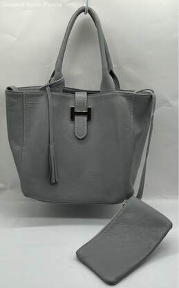 Womens Gray Leather Handbag alternative image