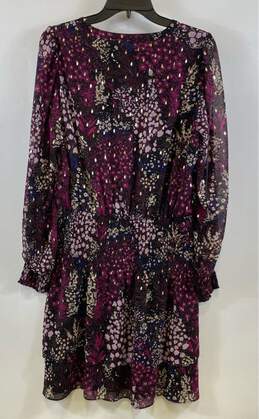White House Black Market Womens Purple Floral Long Sleeve Shift Dress Size M alternative image