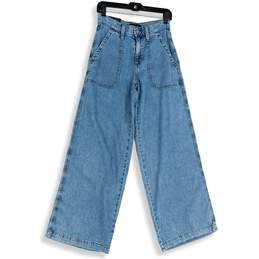 NWT Banana Republic Womens Blue Denim Light Wash Wide Leg Jeans Size 25/0
