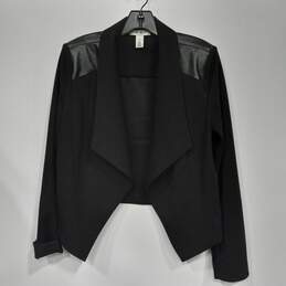 White House Black Market Women's Black Open Front Crop Suit Jacket Size 12
