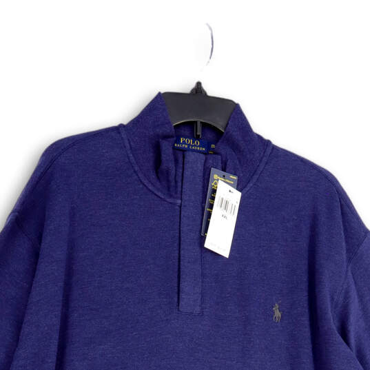NWT Mens Blue Long Sleeve Mock Neck 1/4 Zip Pullover Sweater Size XXL image number 3