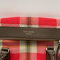 Womens Red Brown Plaid Inner Pockets Bottom Studs Double Handles Tote Bag image number 5