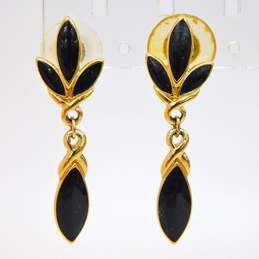 VNTG Trifari Black & Gold Leaf Necklace & Earrings Set alternative image