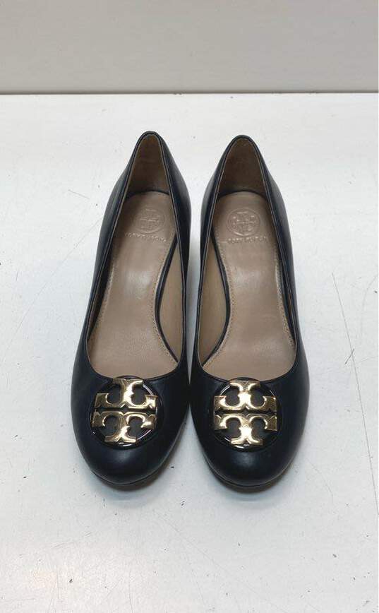 Tory Burch Janey Black Leather Pump Block Heels Women's Size 5.5 image number 2