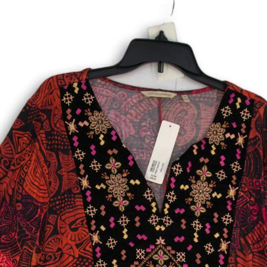 NWT Soft Surroundings Womens Black Red Embroidered Pullover Suzi Tunic Top Sz 2X image number 3