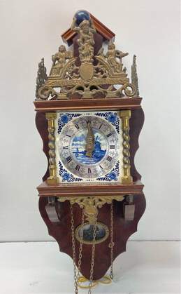 Vintage Franz Hermle 79 Atlas Holland Wall Clock 24 inch Hanging Wall Clock