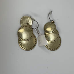 Designer Lucky Brand Gold-Tone Fish Hook Round Disk Dangle Earrings w/ Box
