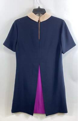 Ted Baker Womens Blue Pink Collared Short Sleeve Back Zip Mini Dress Size 3 alternative image