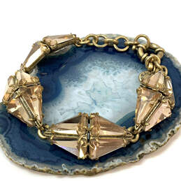 Designer J. Crew Gold-Tone Crystal Cut Stone Fashionable Chain Bracelet