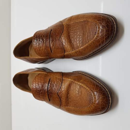 Buy the Men's 3DM Lifestyle Brown Croc Patterned Leather Loafers Size 7 (UK  6) | GoodwillFinds
