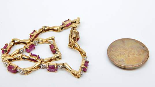 10K Yellow Gold Ruby Diamond Accent Bracelet 5.3g image number 6