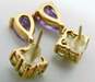 14K Gold Peridot & Amethyst Floral Drop Earrings 2.8g image number 2