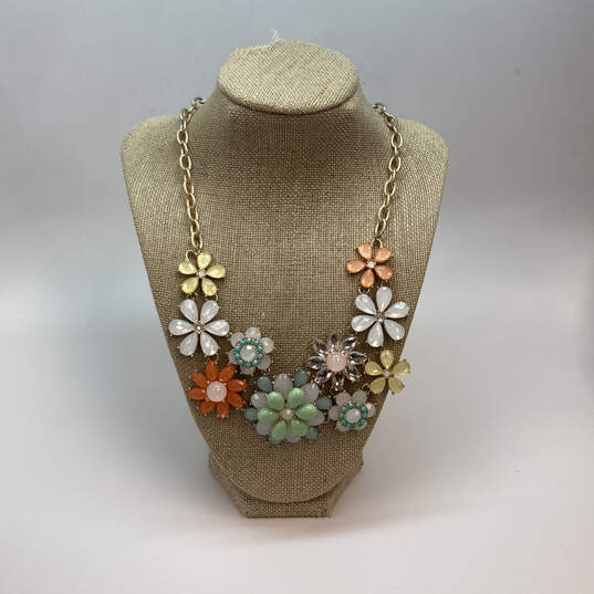 Designer Joan Rivers Gold-Tone Flower Crystal Cut Stone Statement Necklace image number 1