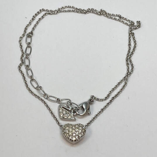Designer Swarovski Silver-Tone Crystal Cut Stone Heart Pendant Necklace image number 3