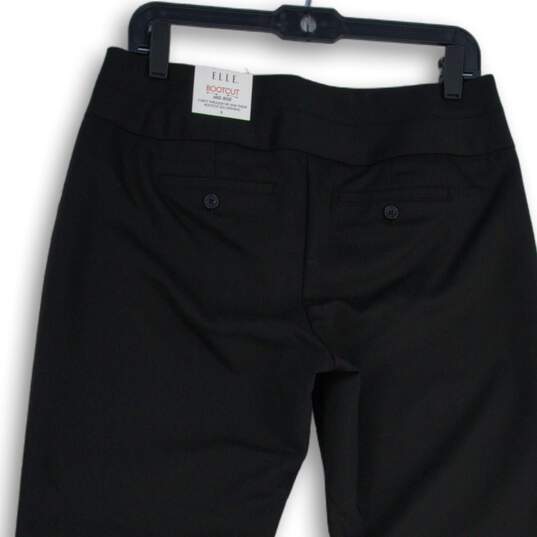 NWT Elle Womens Black Flat Front Mid Rise Bootcut Leg Trouser Ankle Pants Size 8 image number 4