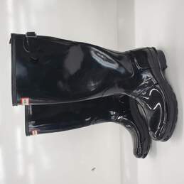 Hunter Women's Original Back Adjust Glossy Black Waterproof Tall Rain Boots 10