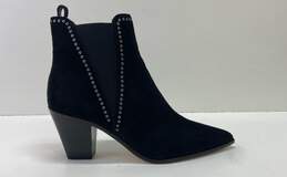 PAIGE Lauren Grommets Black Suede Chelsea Pull On Ankle Heel Boots Size 10 B