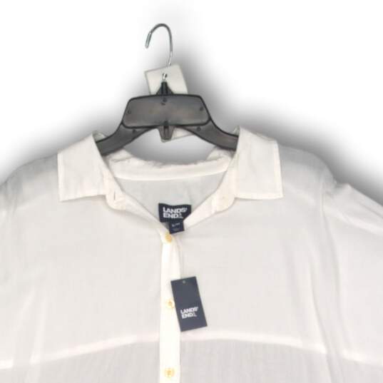 NWT Land's End Womens Button-Up Shirt Roll Tab Sleeve White Size S/M image number 3