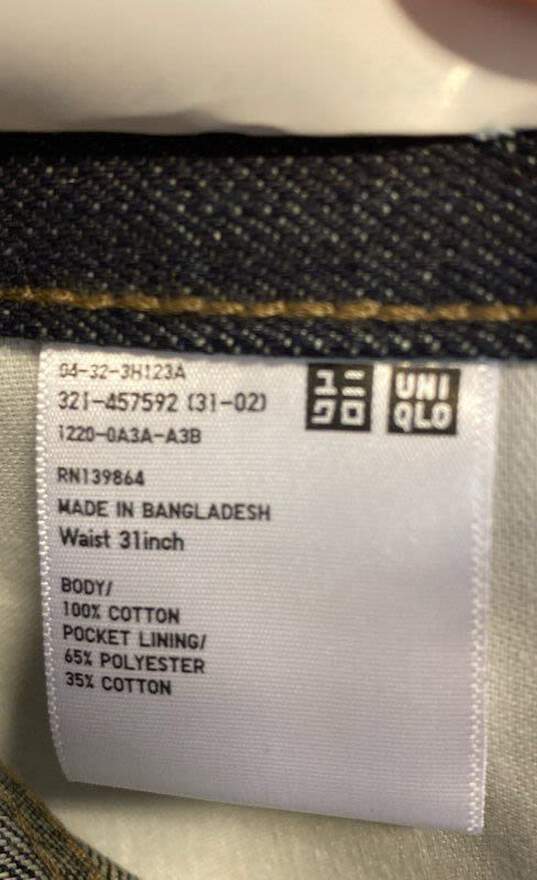 NWT Uniqlo Mens Navy Blue Cotton High Rise Regular Fit Cropped Leg Jeans Size 31 image number 5