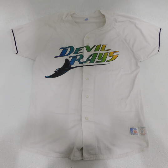 Buy the Vintage Tampa Bay Devil Rays Russell Athletic MLB Baseball