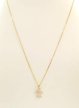 10k Yellow Gold Diamond Accent Angel Pendant Necklace 1.7g