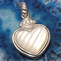 Judith Ripka Sterling Silver Mother of Pearl Cubic Zirconia Accent Pendent 12.9g