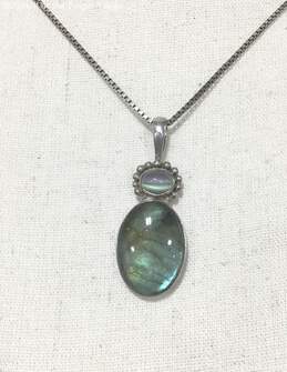 Sajen Sterling Silver Labradorite Pendant on Sterling Chain - approx. 23"