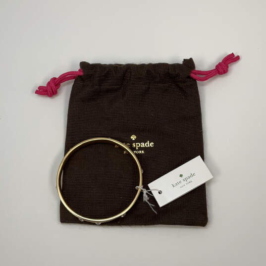 Designer Kate Spade Gold-Tone Rhinestone Round Bangle Bracelet w/ Dust Bag image number 2