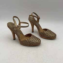 Michael Kors Womens Gianna Gold Cork Buckle Stiletto Platform Heels Size 8M