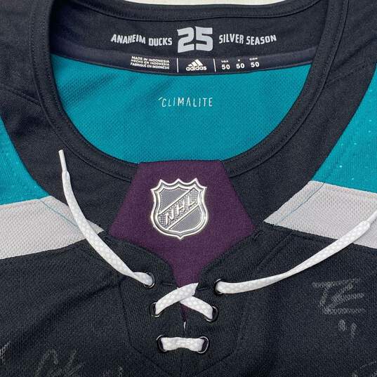 Team Signed Adidas Men's Anaheim Mighty Ducks 25th Anniversary Jersey Sz. M image number 4