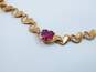 10K Yellow Gold Faceted Ruby Hearts Linked Chain Bracelet 3.0g image number 8