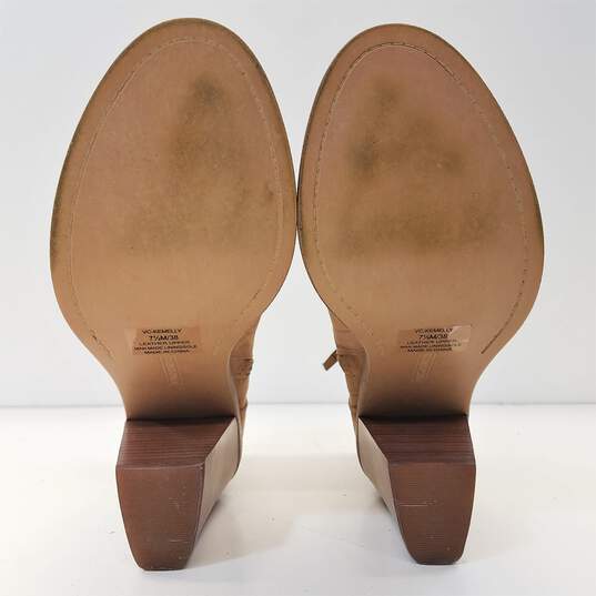 Vince Camuto Brown Leather Peep Toe Block Heel US 7.5 image number 6