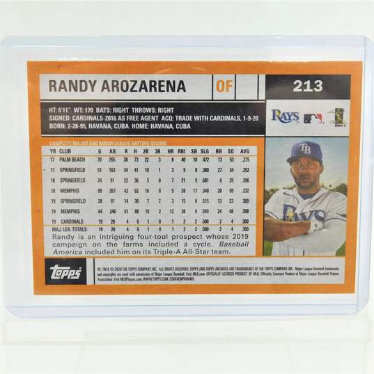 2020 Randy Arozarena Topps Archives 2002 Rookie Tampa Bay Rays image number 3