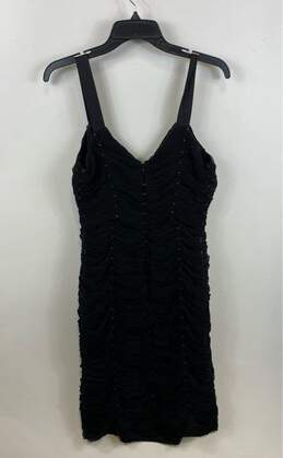 Catherine Malandrino Womens Black Ruched Beaded V-Neck Sheath Dress Size 44 alternative image