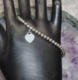 Tiffany & Co Sterling Silver "Please Return To" Beaded Bracelet 6.50" alternative image