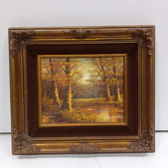P. Cantrell Oil Painting Depicting A Pond In An Autumn Afternoon image number 1