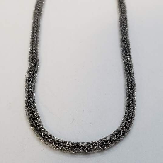 Milo Sterling Silver Mesh Black Crystal Necklace 14.6g DAMAGED image number 3