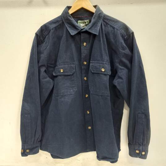 Vintage Woolrich Men's Dark Navy Cotton Button-Up Shirt Size XL image number 1