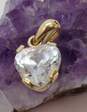 14K Yellow Gold Heart Shaped CZ Pendant Charm 2.0g image number 3