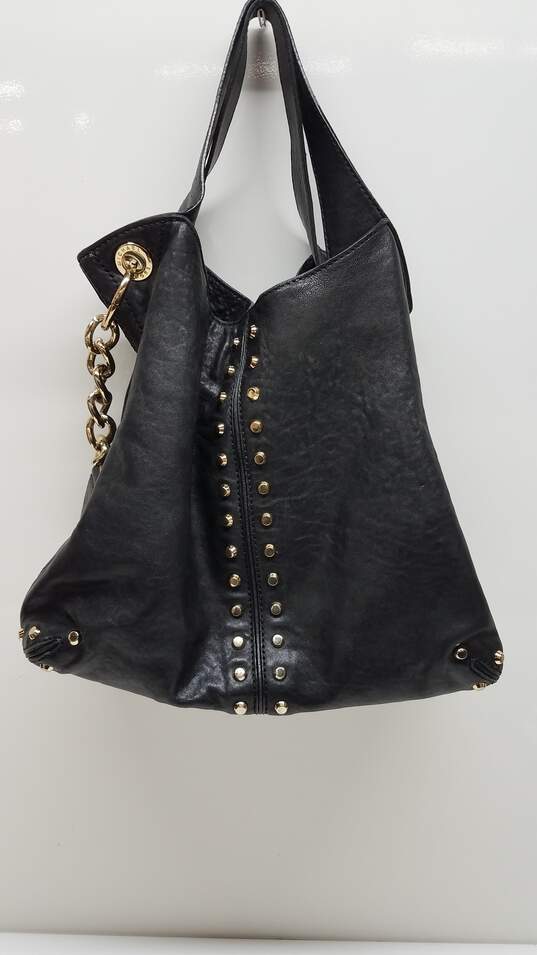 Michael Kors Uptown Astor Black/Gold Studded Leather Carryall Bag image number 2
