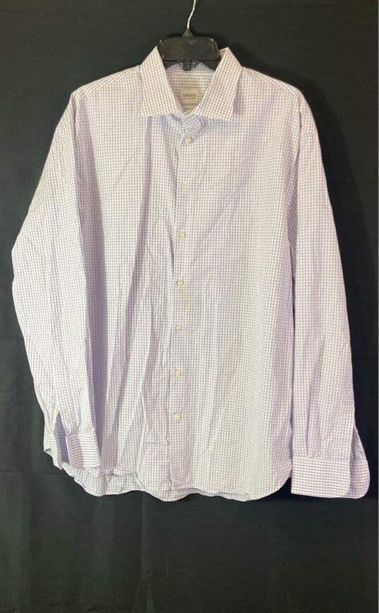 Armani Collezioni Mens White Purple Modern Fit Long Sleeve Button-Up Shirt Sz XL image number 1
