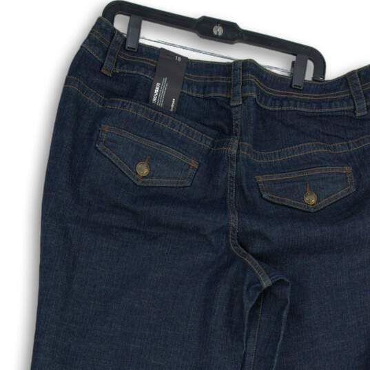 NWT Lane Bryant Womens Blue Denim Dark Wash Trouser Wide Leg Jeans Size 18 image number 4